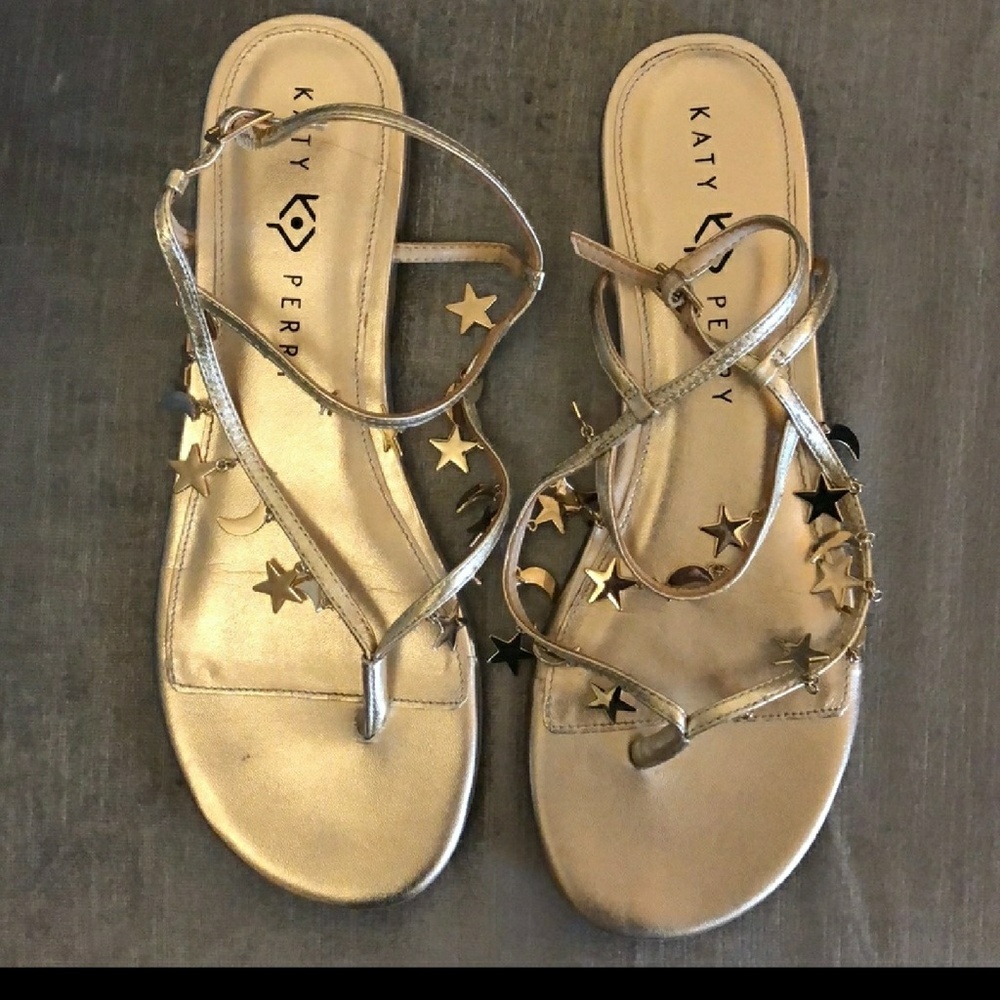 Katy Perry gold pendants moon and star sandles